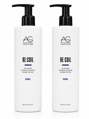 AG Hair Care Re:Coil Curl Activator 12oz 355ml Lot of 2 Curl Defining Cream